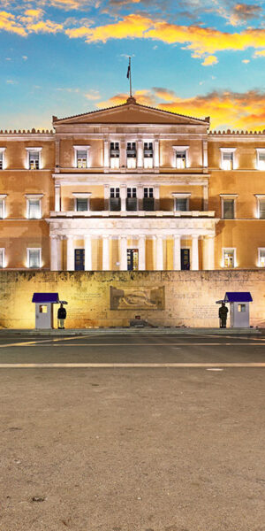 Building of Greek parliament in Syntagma square, Athens, Greece