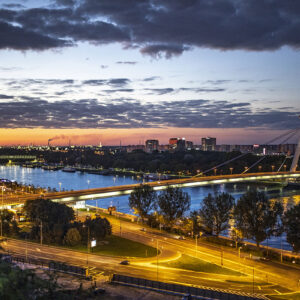 View of a bridge and Cityscape in Bratislava