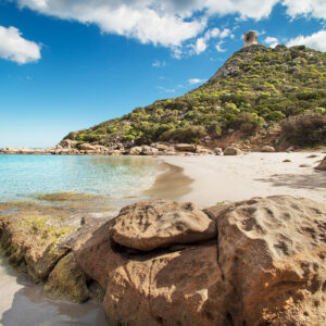 Deserted beach with crystal clear sea,