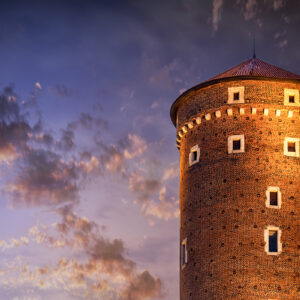 Entrance gate to the Royal Castle on Wawel Hill in Krakow, Poland