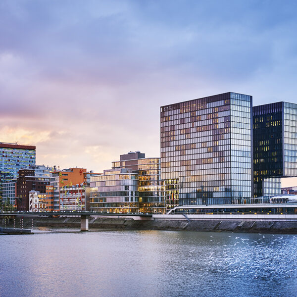 Media harbour Duesseldorf at dusk