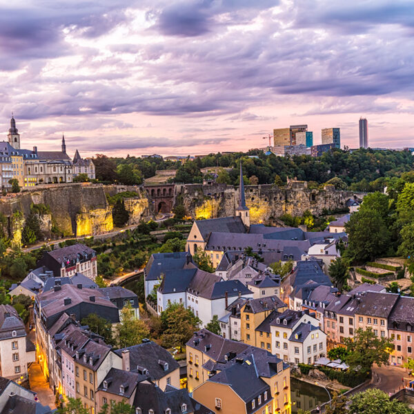 Luxembourg Kirchberg at sunset