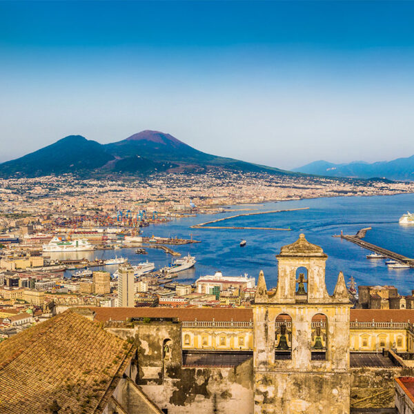 City of Naples with Mt. Vesuvius at sunset, Campania, Italy