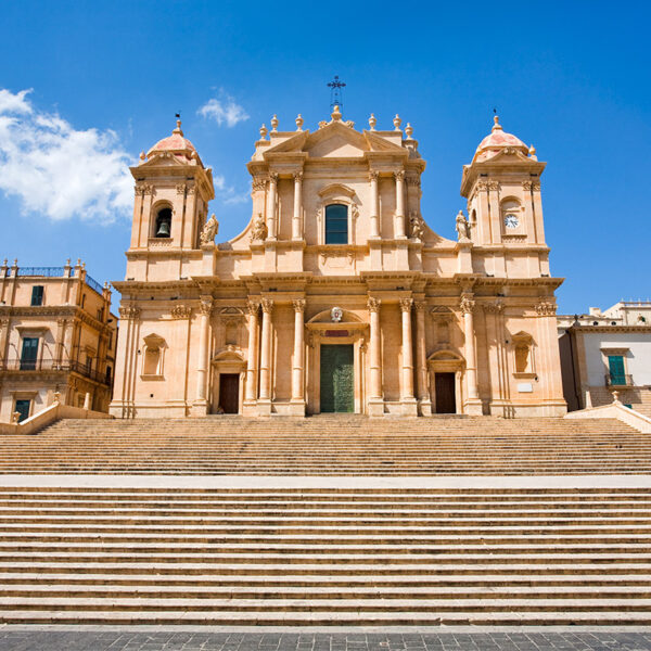the Cathedral in late Baroque style town Noto, Sicily, Italy