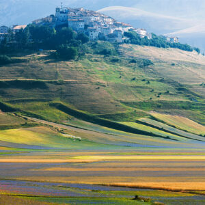 Castelluccio di Norcia (Italy), Village on a green hill