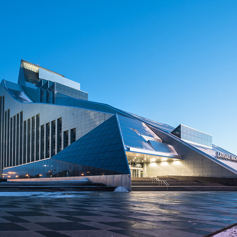 National Library of Latvia in the evening