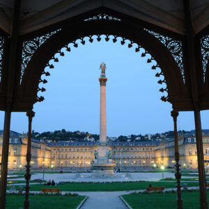 Stuttgart Victory Column Twilight View Pavillon