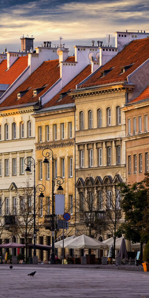 Krakowskie Przedmieście street in the morning, Warsaw, Poland