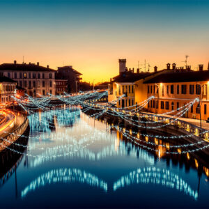 Christmas lights at Navigli Milano Italy - winter xmas time